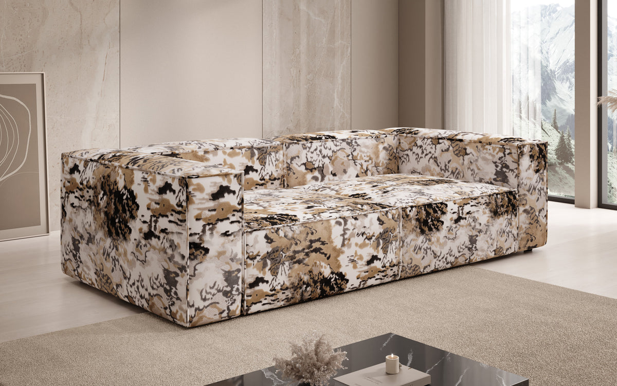 Designer sofa Lesley 3-seater - jacquard with watercolor pattern