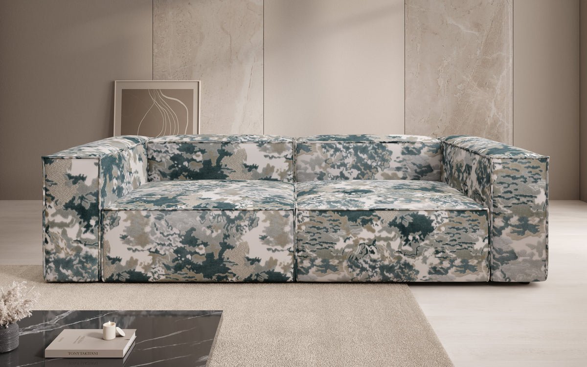 Designer sofa Lesley 3-seater - jacquard with watercolor pattern