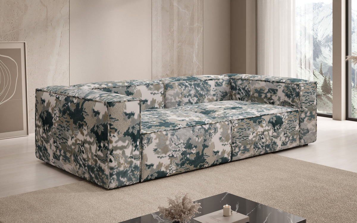 Designer sofa Lesley 3-seater - jacquard with watercolor pattern