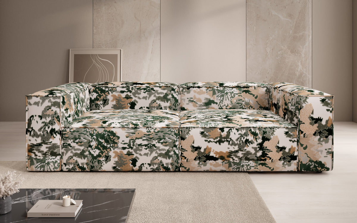 Designer sofa Lesley 3-seater - jacquard with watercolor pattern