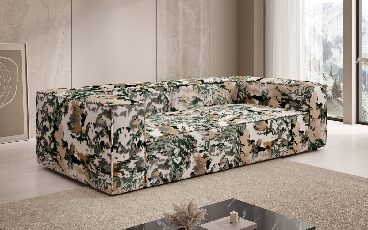 Designer sofa Lesley 3-seater - jacquard with watercolor pattern