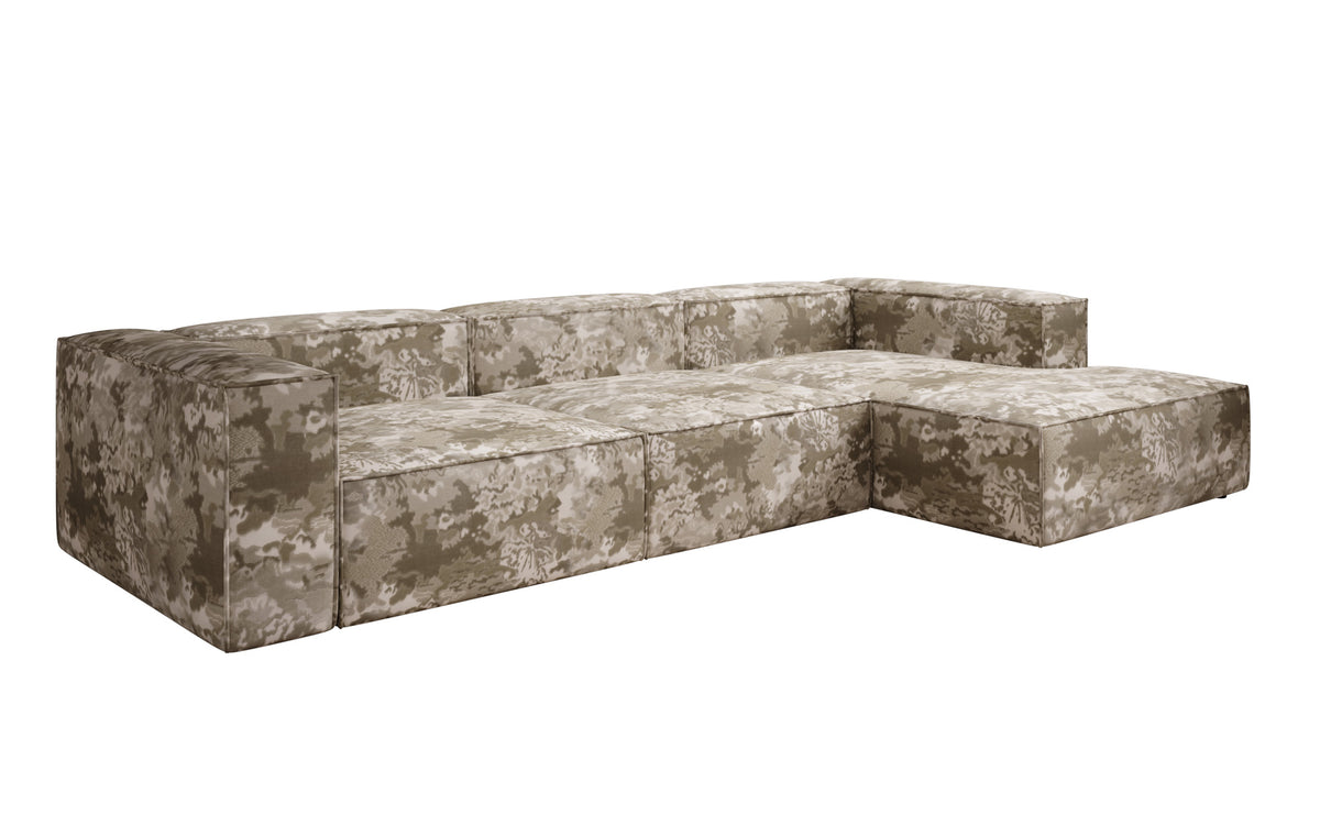 Designer corner sofa Lesley - jacquard with watercolor pattern