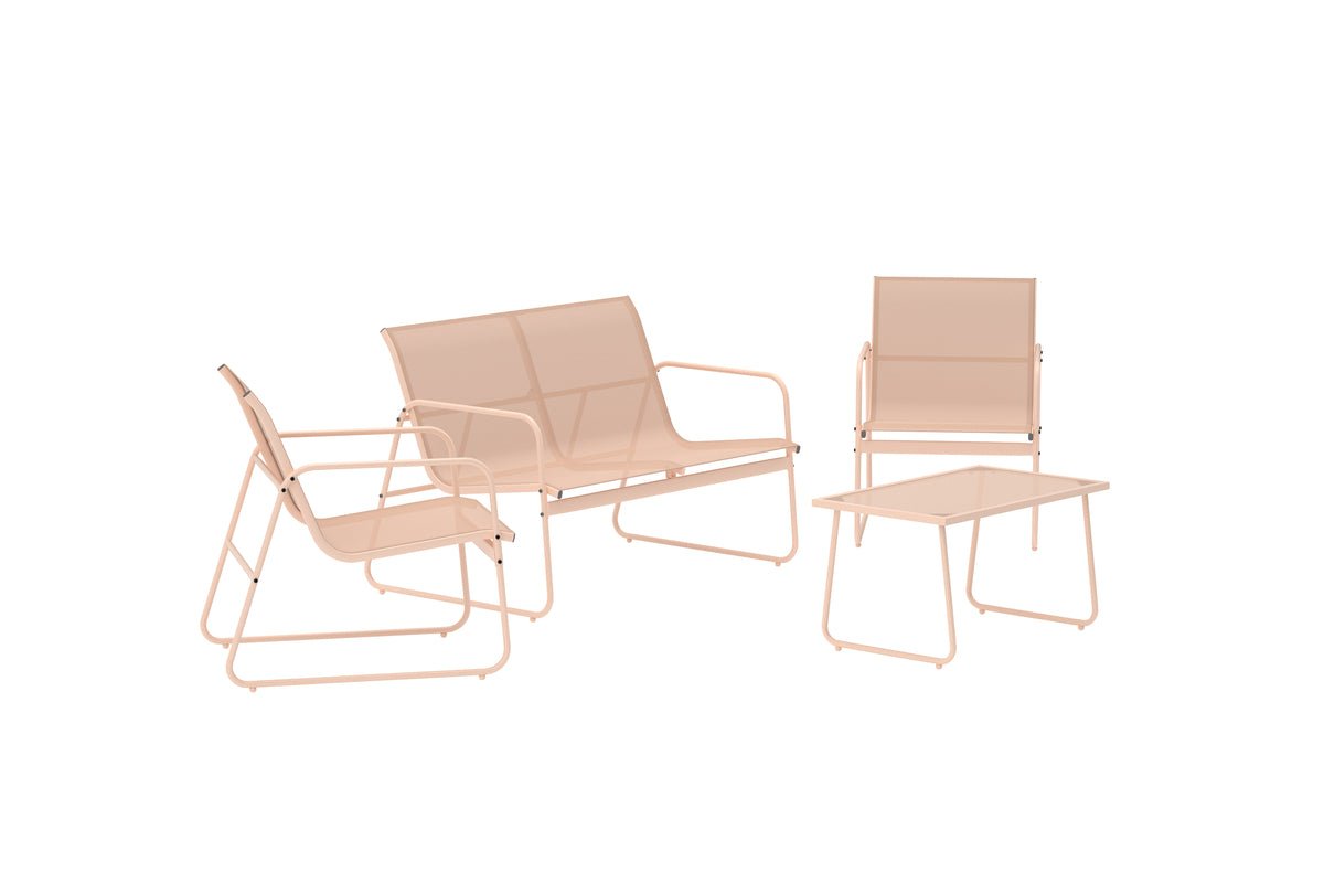 Loungeset Novara – 4-teiliges Outdoor-Set aus Stahl mit Glastisch in 2 Farben