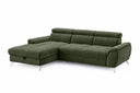 Designer Ecksofa Luno in Strukturstoff Grün, Ottomane links