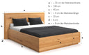 Designer Celestia wooden bed made of solid oak with storage space