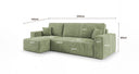 Designer Ecksofa Lunaro Mini mit Schlaf- und Klappfunktion in Cord