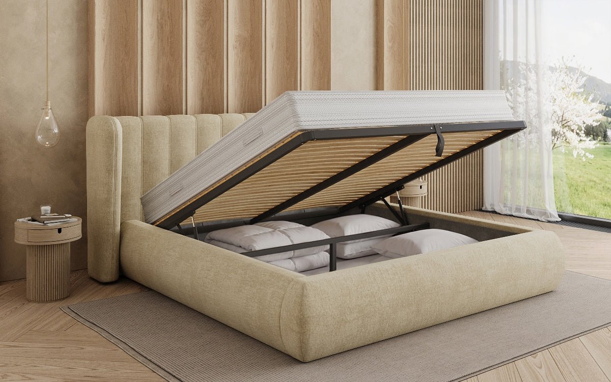 Designer Polsterbett Valentina Samt mit Stauraum