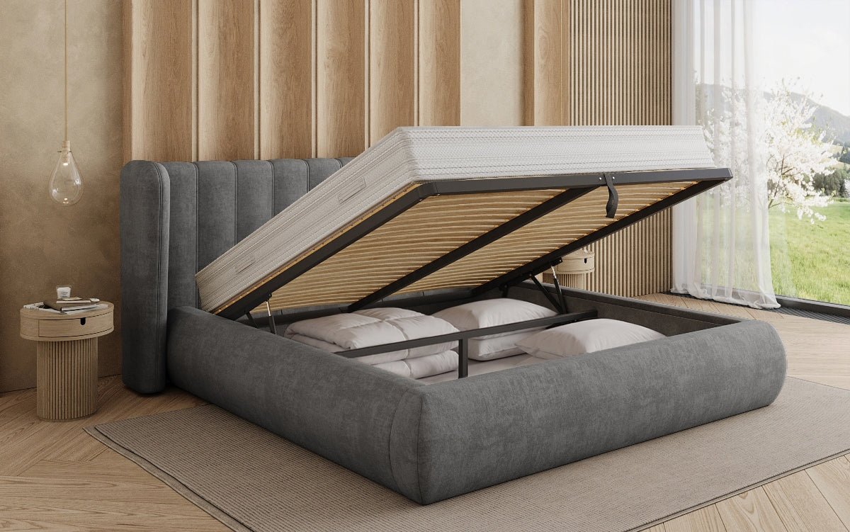 Designer Polsterbett Valentina Samt mit Stauraum