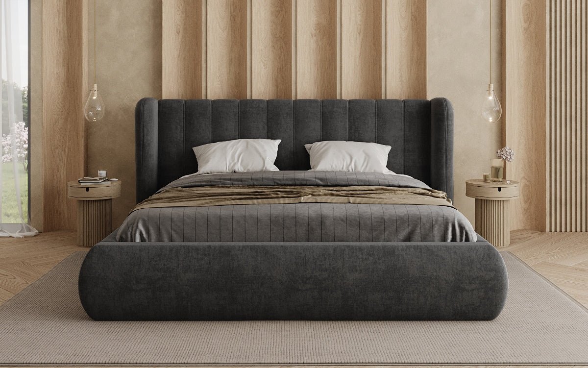 Designer Polsterbett Valentina Samt mit Stauraum