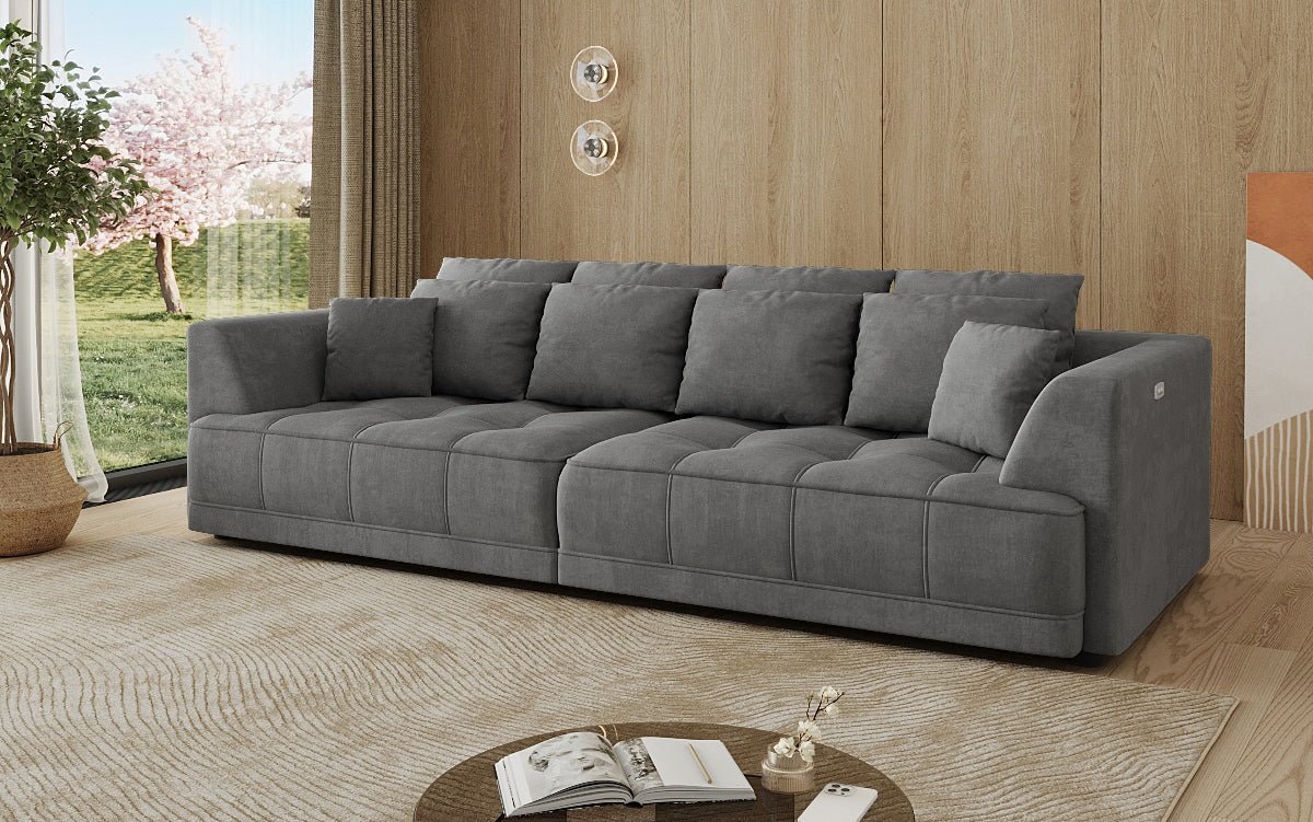 Designer Big Sofa Nuvo in Velvet with Electric Sofa Bed Function
