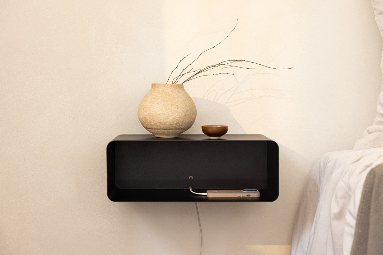 Nightstand Nelio – Hanging Design with Cable Routing