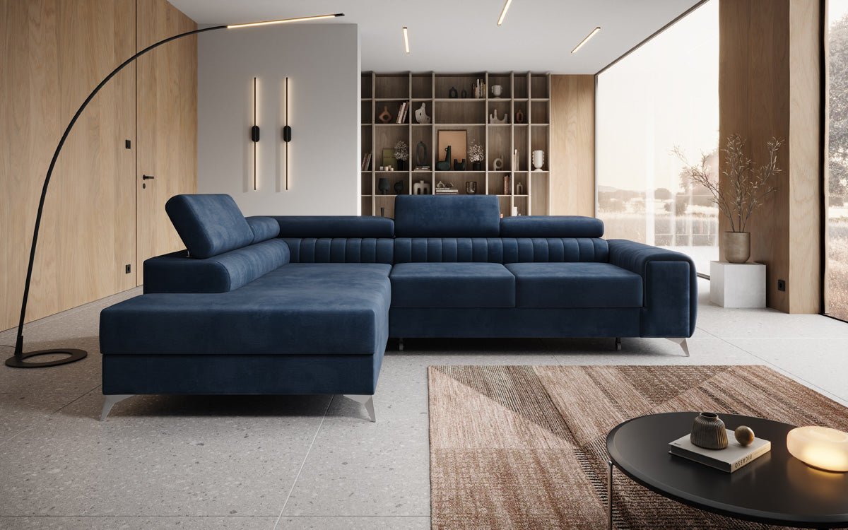 Designer Sofa Aurea L with Sleeping and Folding Function in Velvet