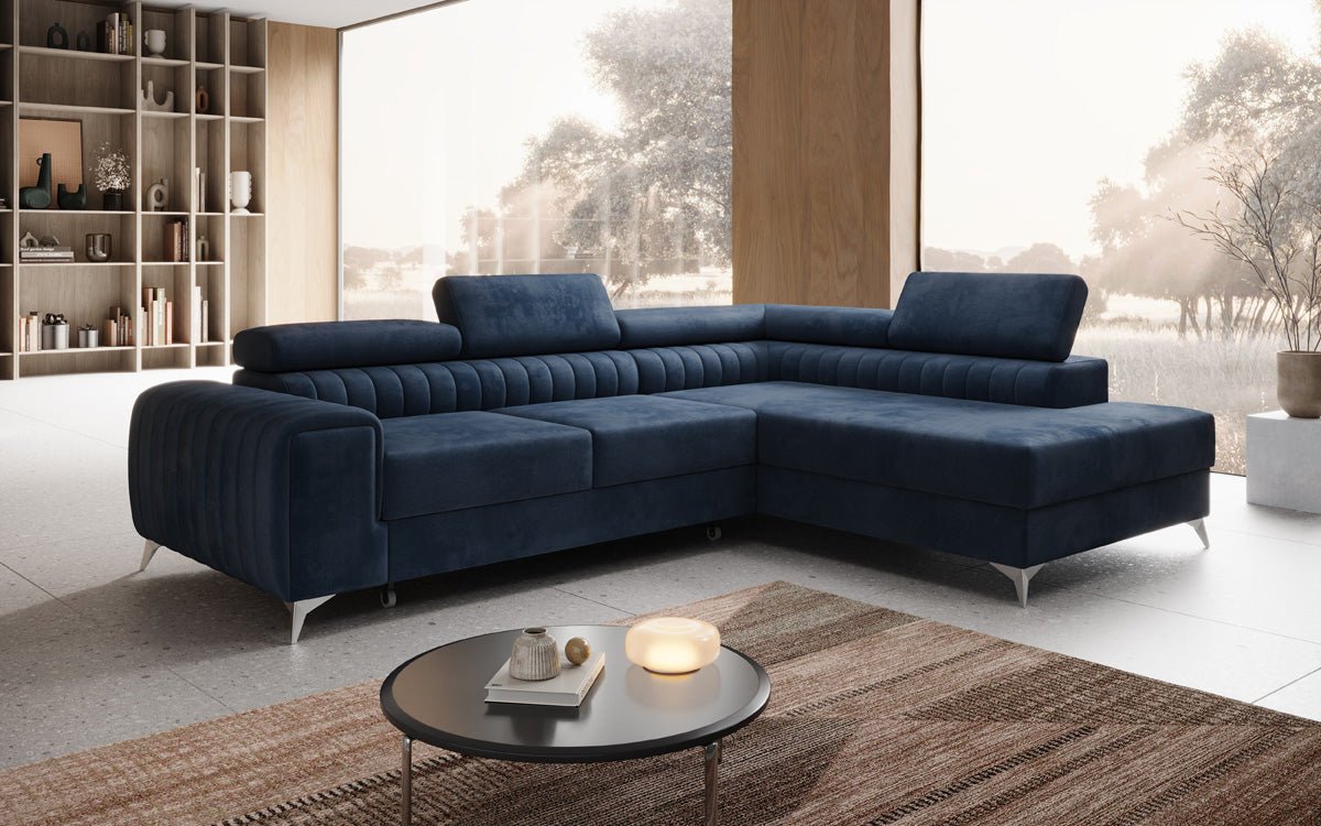 Designer Sofa Aurea L with Sleeping and Folding Function in Velvet