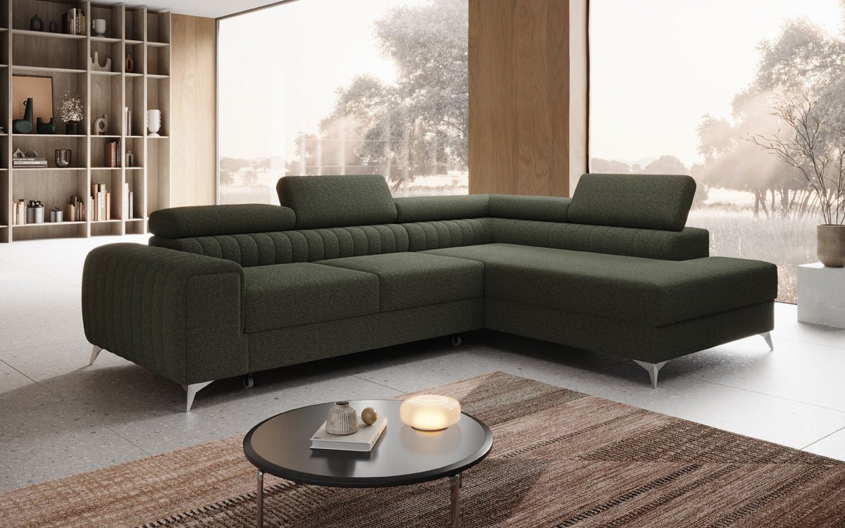 Designer Sofa Aurea L mit Schlaf- und Klappfunktion in Bouclé