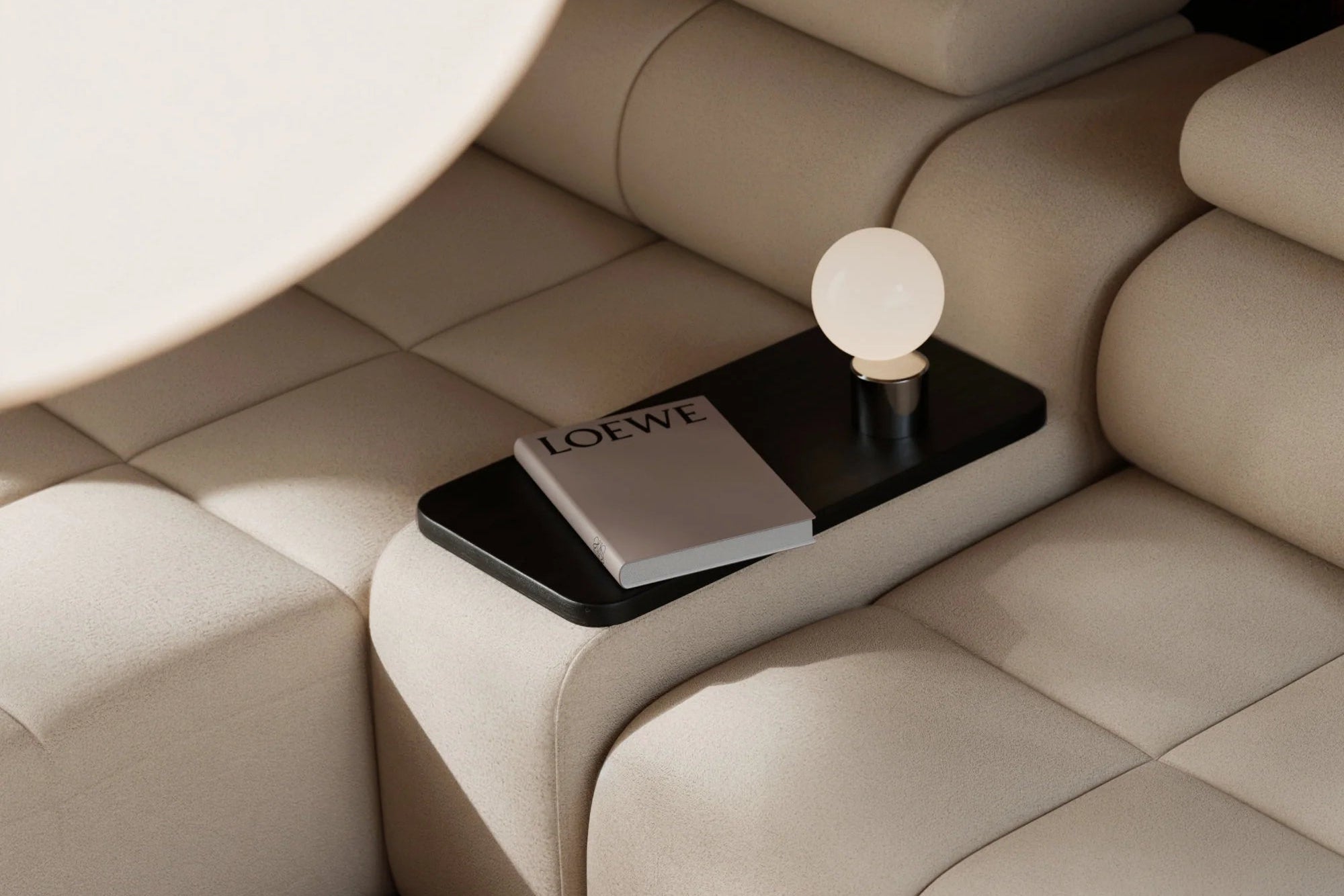 Designer Sofa Wohnlandschaft Mia mit elektrischer Sitzerweiterung in Chenille