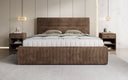 Designer upholstered bed Merry in Corduroy with storage