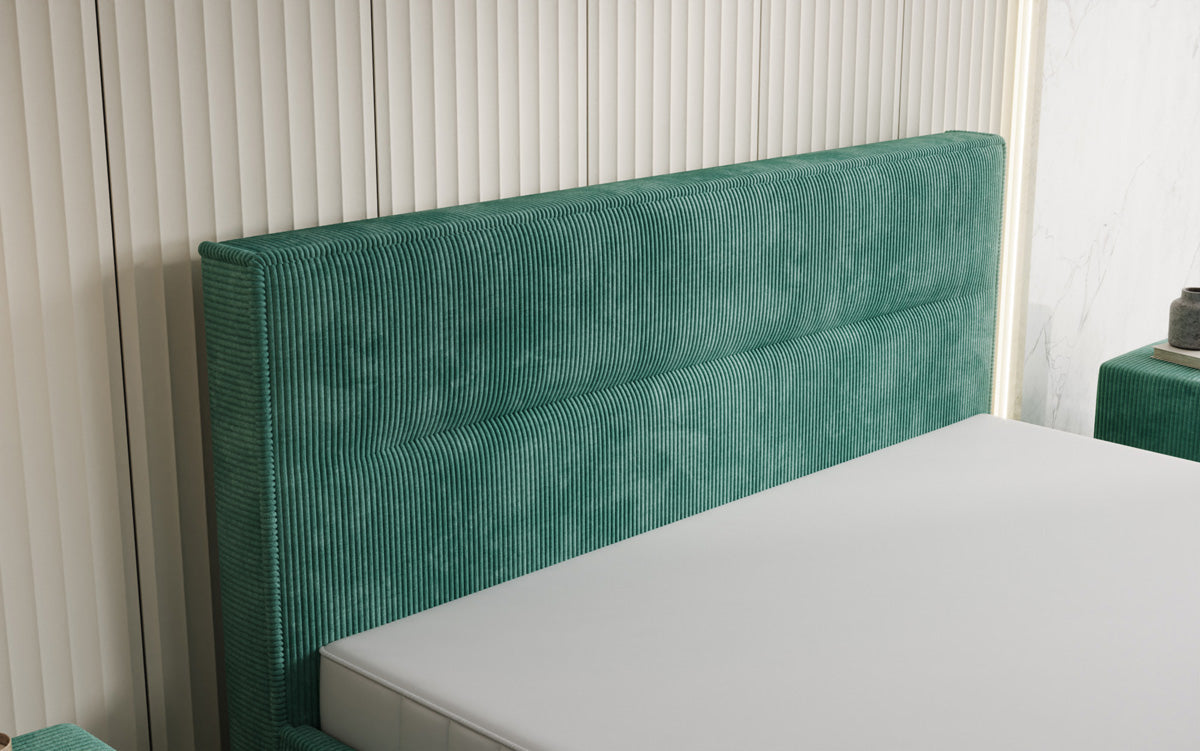 Designer upholstered bed Merry in Corduroy with storage