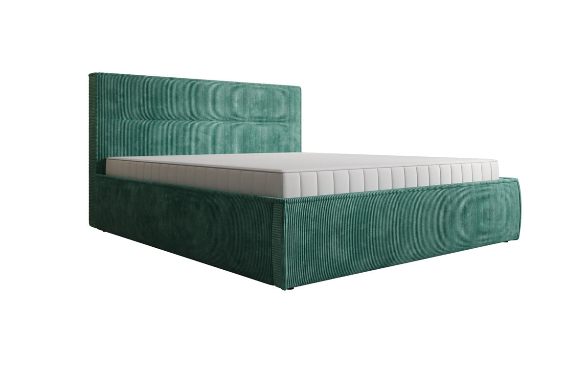 Designer upholstered bed Merry in Corduroy with storage