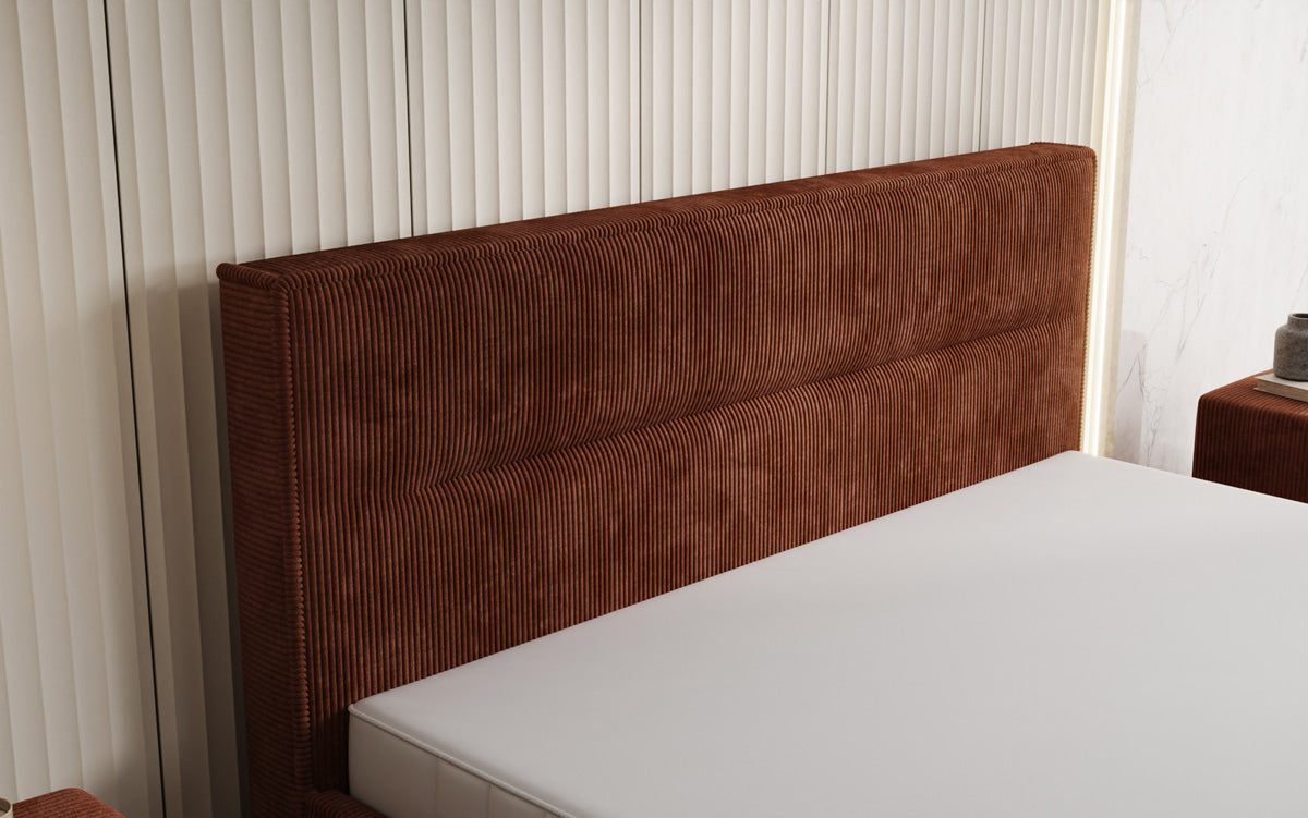 Designer upholstered bed Merry in Corduroy with storage