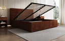 Designer upholstered bed Merry in Corduroy with storage