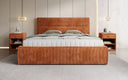 Designer upholstered bed Merry in Corduroy with storage