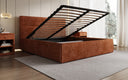 Designer upholstered bed Merry in Corduroy with storage