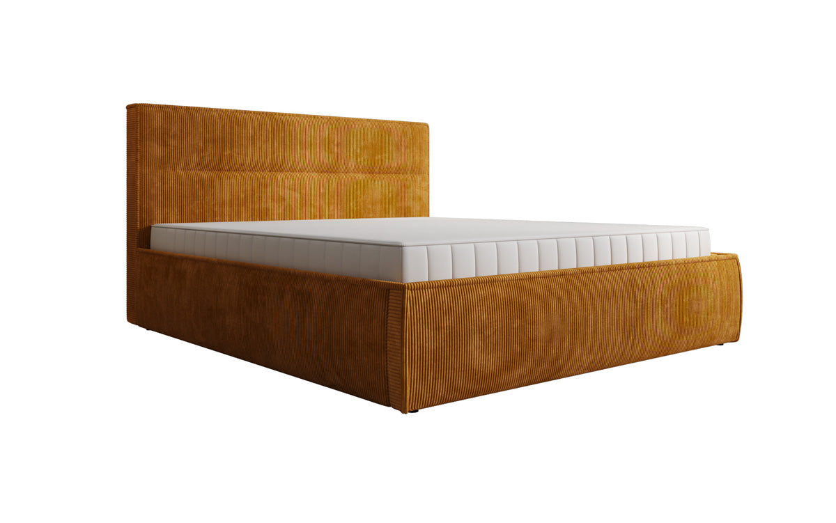 Designer upholstered bed Merry in Corduroy with storage