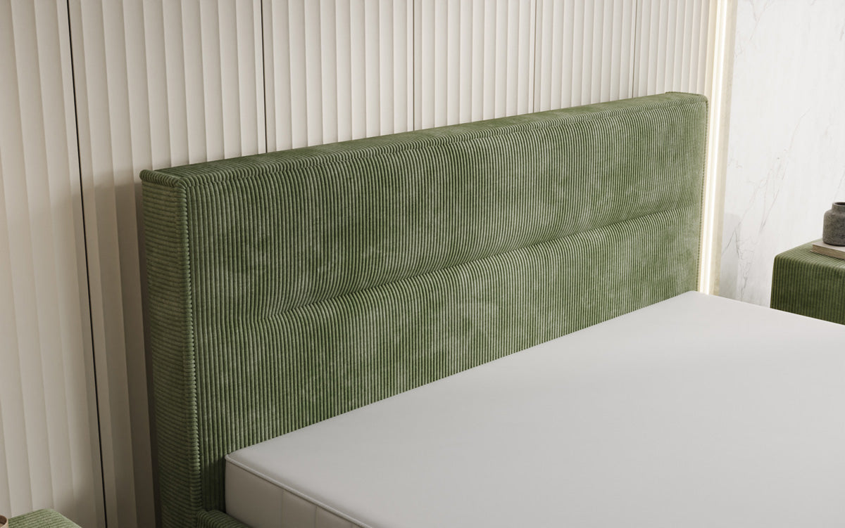 Designer upholstered bed Merry in Corduroy with storage
