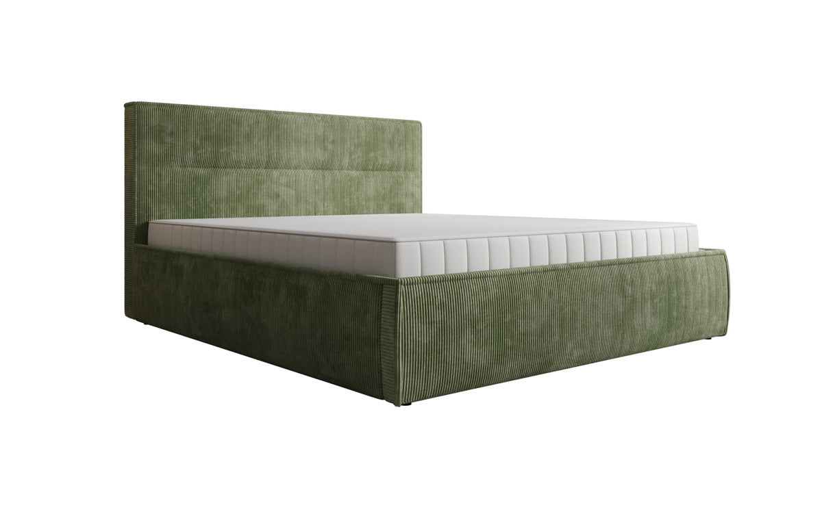 Designer upholstered bed Merry in Corduroy with storage