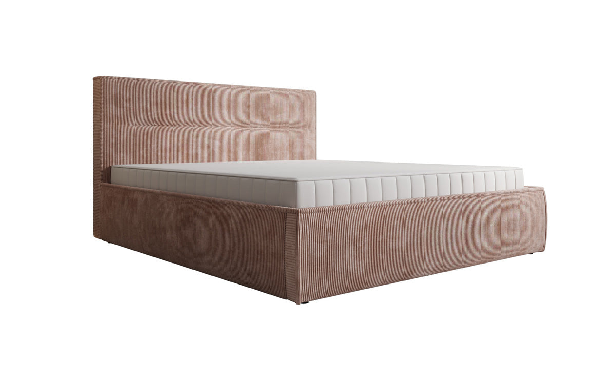 Designer upholstered bed Merry in Corduroy with storage
