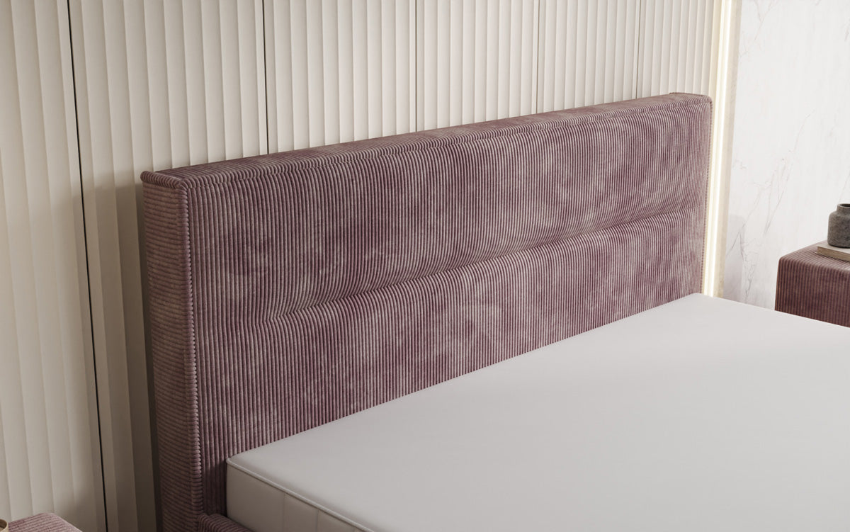 Designer upholstered bed Merry in Corduroy with storage