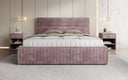 Designer upholstered bed Merry in Corduroy with storage