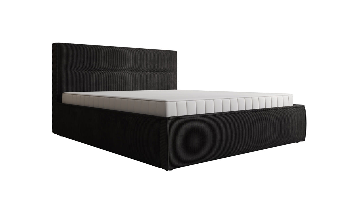 Designer upholstered bed Merry in Corduroy with storage