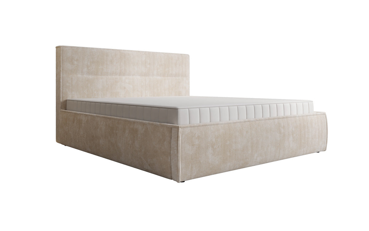 Designer upholstered bed Merry in Corduroy with storage
