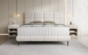 Nessa box spring bed with high legs in teddy bouclé