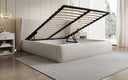 Designer upholstered bed Rosalie in teddy bouclé with storage