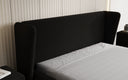 Designer upholstered bed Rosalie in teddy bouclé with storage