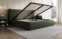 Designer upholstered bed Rosalie in teddy bouclé with storage