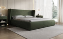 Designer upholstered bed Rosalie in teddy bouclé with storage