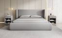 Designer upholstered bed Rosalie in teddy bouclé with storage