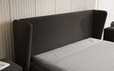 Designer upholstered bed Rosalie in teddy bouclé with storage