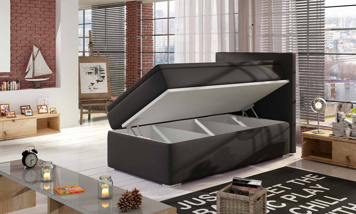Relio Box Spring Bed 90x200 with Storage