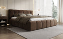 Designer upholstered bed Helena in textured fabric with storage