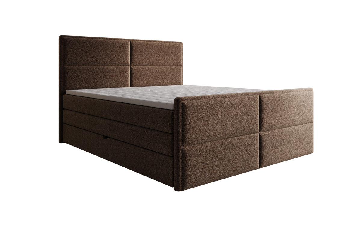Viola box spring bed in textured fabric with storage
