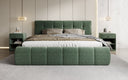 Designer upholstered bed Helena in textured fabric with storage