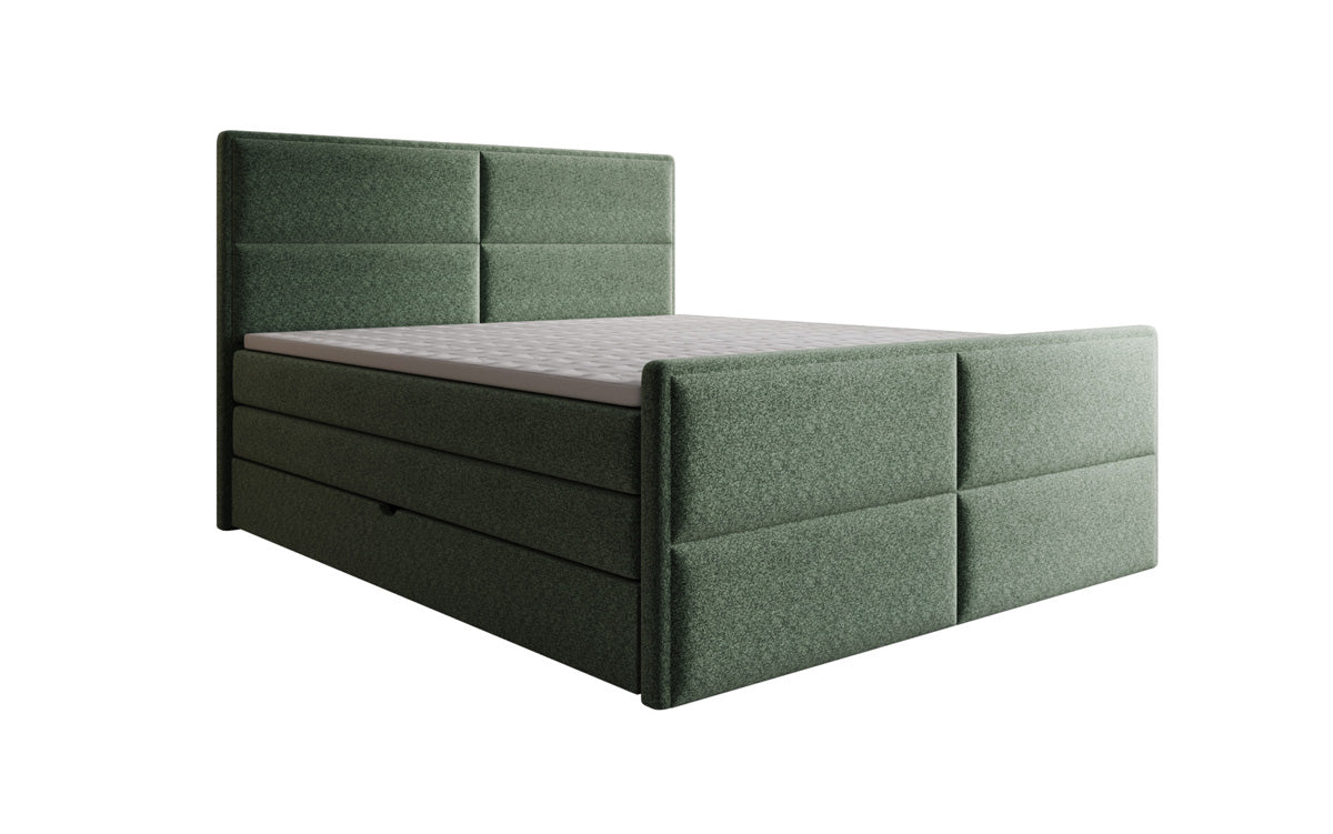 Viola box spring bed in textured fabric with storage