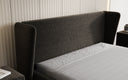 Designer Polsterbett Rosalie in Strukturstoff mit Stauraum