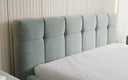 Designer upholstered bed Helena in textured fabric with storage