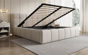 Designer upholstered bed Helena in textured fabric with storage