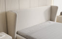 Designer Polsterbett Rosalie in Strukturstoff mit Stauraum